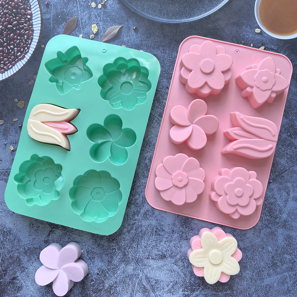 Soap Making Instructions - Çeşitli Çiçek Şekilli Silikon Kalıplar, Sabun